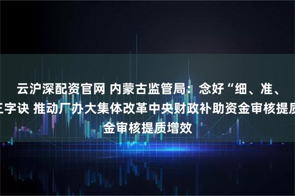 云沪深配资官网 内蒙古监管局：念好“细、准、实”三字诀 推动厂办大集体改革中央财政补助资金审核提质增效